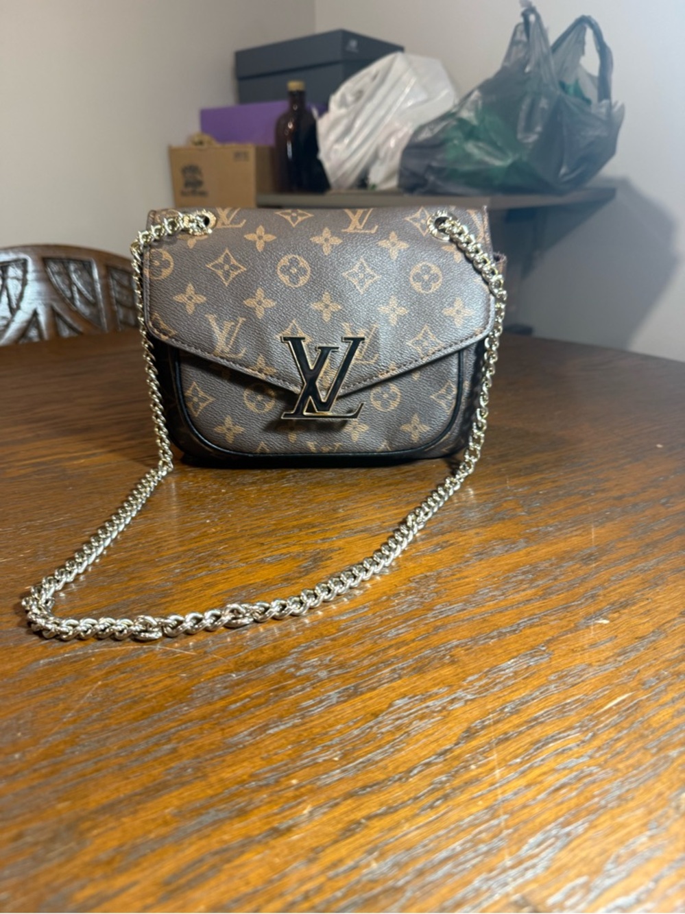 Louis Vuitton Brown Monogram Chain Cross body bag